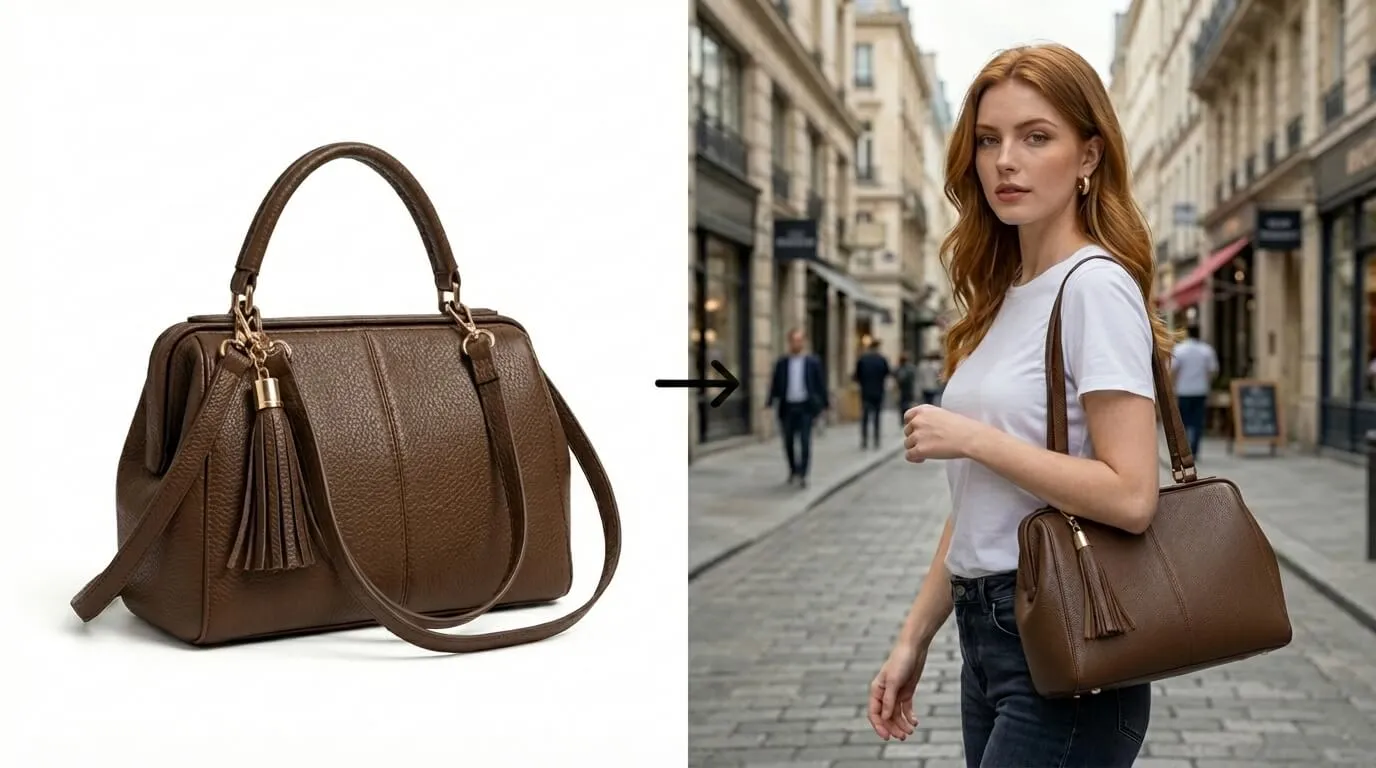 AI Image Editor – Handbag lifestyle composition